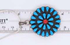 Turquoise Round Pendant on Italian Snake Chain Necklace