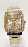 Fancy Square Face Geneva Cuff Watch with Gemstones!