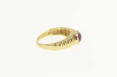 14K Yellow Gold Oval Natural Ruby Cabochon Retro Scalloped Ring