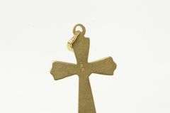 14K Yellow Gold Flower Cross Christian Faith Symbol Charm/Pendant