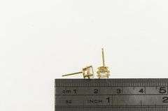 14K Yellow Gold Oval Vintage CZ Solitaire Classic Stud Earrings