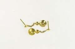 14K Yellow Gold Round Circle Striped Dangle Vintage Statement Earrings