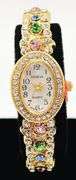 Ladies Geneva & Gemstone Watch, 18kt Yellow GP Cuff