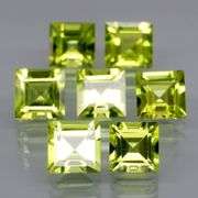Princess cut unheated! 4.91ct Peridot set