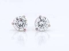 1.04ctw Round Diamond Solitaire Stud Earrings in 14K