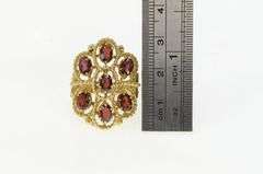 14K Yellow Gold Oval Garnet Filigree Statement Cocktail Ring