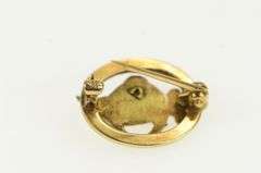 14K Yellow Gold Shriners Seed Pearl Oval Ornate Lapel Pin/Brooch