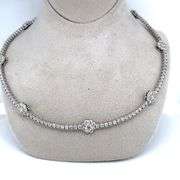 9CARAT! DIAMOND NECKLACE WITH 7 FLOWERS