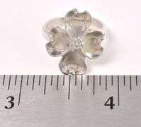 Vintage Dogwood Flower Ring In Sterling Silver