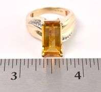 Stunning Citrine And Diamond Ring in Yellow Gold