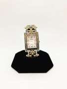 Beautiful Two-Tone Cuff Watch Bracelet with Gemstones