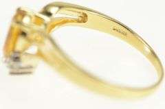 14K Yellow Gold Pear Citrine Diamond Cluster Chevron Ring