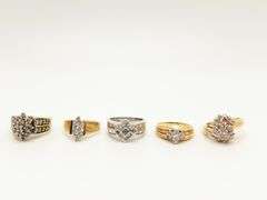 5 Stunning 10k/14k White & Yellow Gold Diamond Rings!