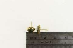 14K Yellow Gold Round Nephrite Vintage Scalloped Stud Earrings