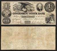 $1 1851 Obsolete Government Stock Bank Ann Arbor, MI Very Fine