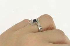 18K White Gold Baguette Sapphire Diamond Bypass Statement Ring