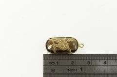14K Yellow Gold Smoky Quartz Engraved Flower Overlay Charm/Pendant