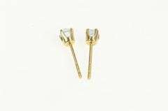 14K Yellow Gold Round Blue Topaz Vintage Classic Stud Earrings