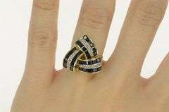 14K Yellow Gold Princess Sapphire Diamond Triangular Knot Ring