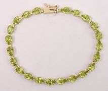Amazing Peridot Gem Tennis Bracelet In 14K Yellow Gold