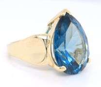 Charming Yellow Gold 19ct Pear Shaped Blue Topaz Cocktail Ring