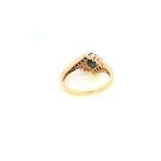 10K Yellow Gold Sapphire Diamond Cluster Bypass Vintage Ring