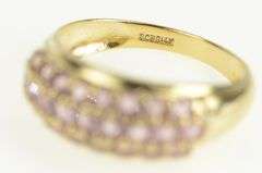 14K Yellow Gold Domed Pave Pink Topaz Statement Band Ring