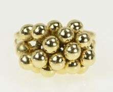 14K Yellow Gold Ball Cluster Tassel Shaker Pom Pom Statement Ring