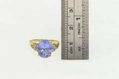14K Yellow Gold LeVian Tanzanite Diamond Cluster Statement Ring