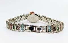 Ladies Geneva & Gemstone Watch, 18kt White Gold Plated