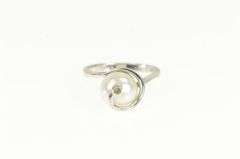 14K White Gold Retro Pearl Swirl Design Statement Vintage Ring