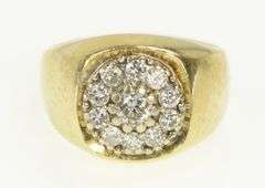 14K Yellow Gold 0.75 Ctw Diamond Men's Retro Statement Ring