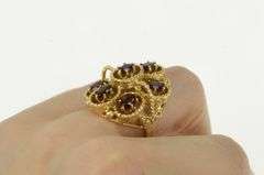 14K Yellow Gold Oval Garnet Filigree Statement Cocktail Ring