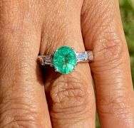 COLOMBIAN EMERALD AND DIAMOND RING IN SOLID PLATINUM