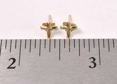 Heavenly Cross Stud Earrings In 14K Yellow Gold
