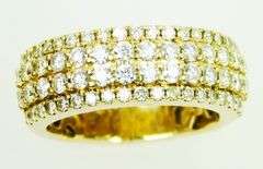 Dramatic Wide 10K Gold Band of Diamonds, Size 8.25