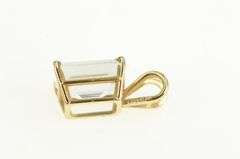 14K Yellow Gold Emerald Cut Solitaire Vintage CZ Statement Pendant