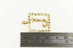 14K Yellow Gold Square J Monogram Name Letter Initial Pendant