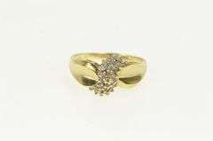 10K Yellow Gold Vintage Classic Diamond Wavy Cluster Bypass Ring