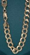 8MM 14K SOLID GOLD FLAT CUBAN LINK CHAIN WITH DIAMOND CUT DESIGN