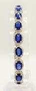 14KT SOLID WHITE GOLD, BLUE SAPPHIRE, & DIAMOND BRACELET