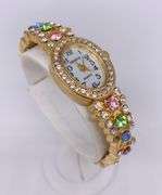 LADIES GENEVA & GEMSTONE WATCH-18KT GP
