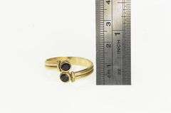 14K Yellow Gold Black Onyx Round 60's Ornate Bypass Wrap Ring