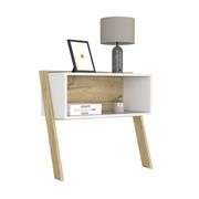 Elegant Nightstand One Shelf White/Light Oak