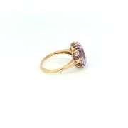 10K Yellow Gold 1940's Emerald Cut Amethyst Ornate Vintage Ring