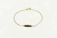 10K Yellow Gold Retro Engravable Monogram Name Plate Chain Bracelet