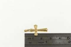 14K Yellow Gold Flower Accent Cross Faith Symbol Charm/Pendant