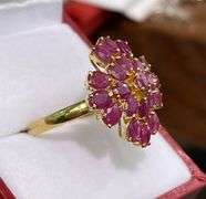 14KT SOLID YELLOW GOLD & RUBY COCKTAIL RING