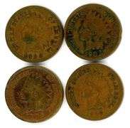 4 Different Indian Head Cents in Fine: 1888-1908