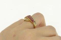 14K Yellow Gold Natural Ruby Diamond Band Statement Ring